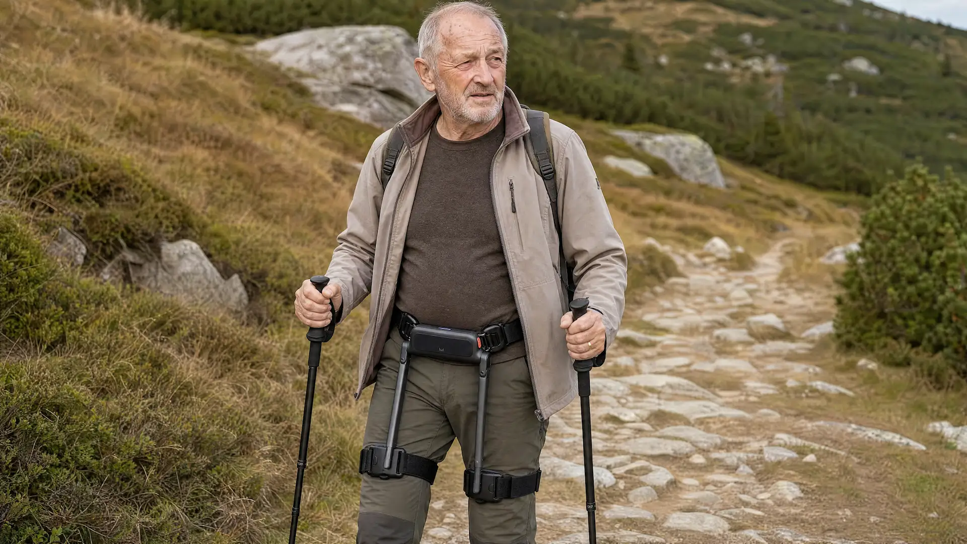 Senior na szlaku górskim, WIM S na biodrze